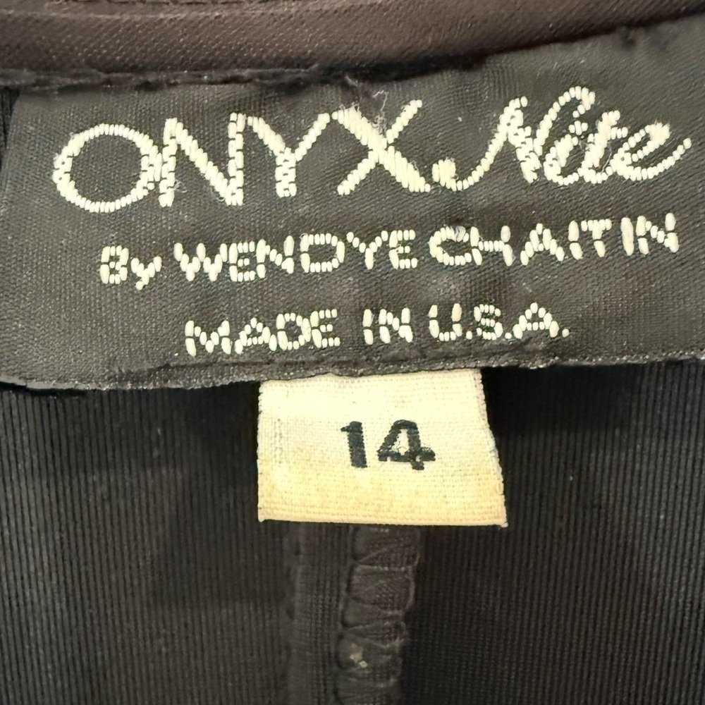 Vintage Cocktail Dress ONYX Nite by Wendy Chaitin Velvet Silver Glitter Black 14 - Picture 3 of 7